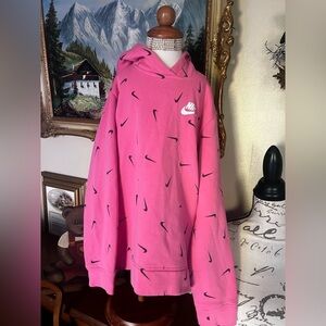 🩷 Girls Nike Pink Pullover Hoodie Size L